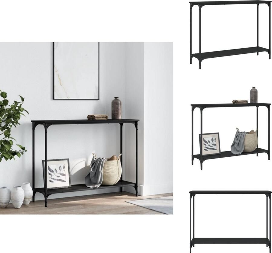 VidaXL Wandtafel Wandtafels Bijzettafel Console Tafel Wandtafel 101x30 5x75 cm bewerkt hout zwart