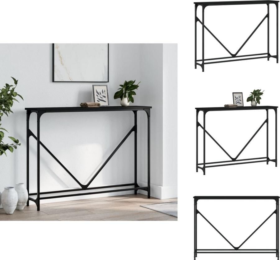 VidaXL Wandtafel Wandtafels Bijzettafel Console Tafel Wandtafel 102x22 5x75 cm bewerkt hout zwart