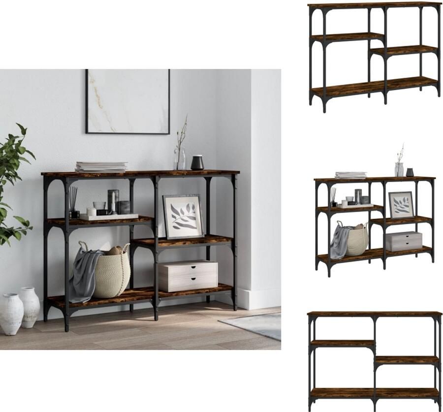 The Living Store Wandtafel Trendy Gerookt Eiken 102 x 29 x 75 cm Duurzaam Hout en Metaal Wandtafel Bijzettafel Console Tafel Industrieel Design Houten Tafel - Foto 2