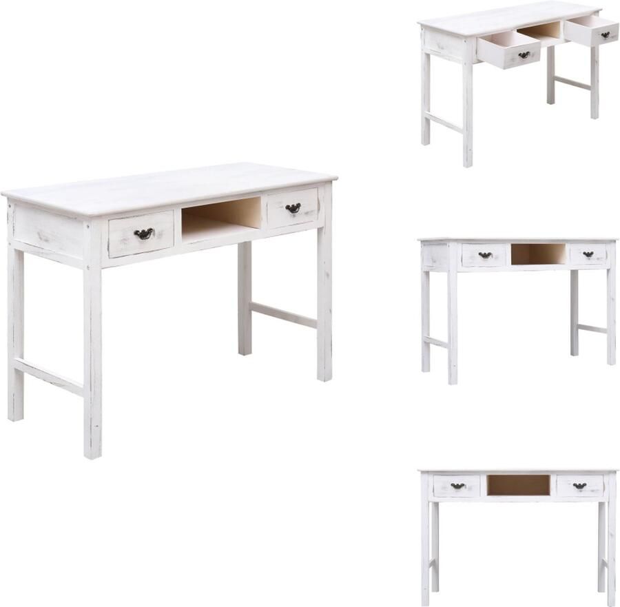 VidaXL Wandtafel Wandtafels Bijzettafel Console Tafel Wandtafel 110x45x76 cm hout antiekwit