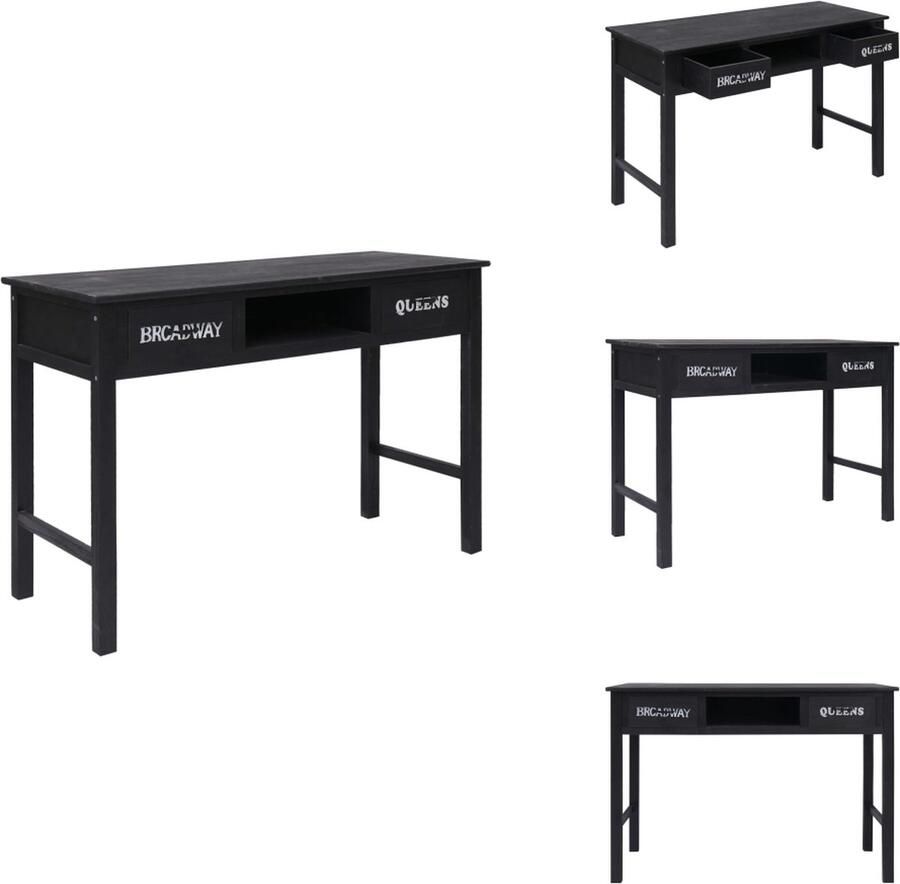 VidaXL Wandtafel Wandtafels Bijzettafel Console Tafel Wandtafel 110x45x76 cm hout zwart - Foto 2