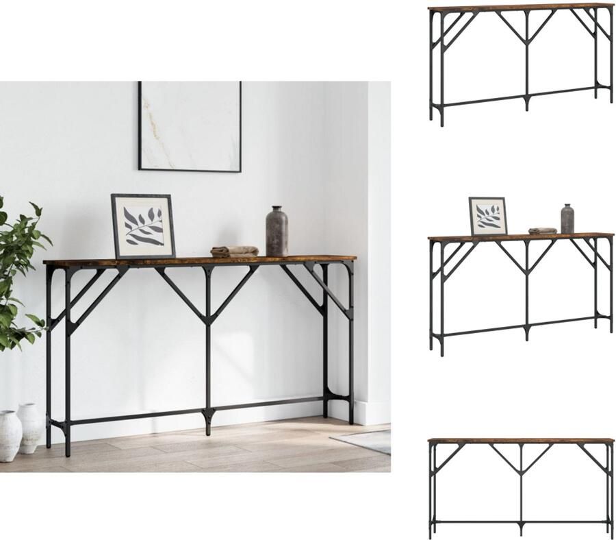VidaXL Wandtafel Wandtafels Bijzettafel Console Tafel Wandtafel 140x23x75 cm bewerkt hout gerookt eikenkleurig
