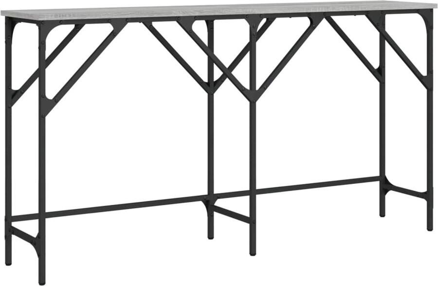 VidaXL Wandtafel 140x29x75 cm bewerkt hout grijs sonoma eikenkleurig Wandtafel Wandtafels Bijzettafel Console Tafel