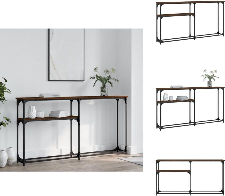 The Living Store Wandtafel 145x22 5x75 cm bewerkt hout bruin eikenkleur Wandtafel Industrieel Design Houten Kast Bruine Kleur Bergruimte