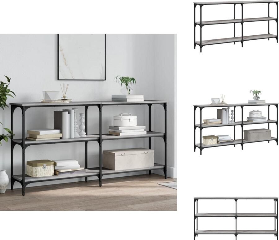VidaXL Wandtafel Wandtafels Bijzettafel Console Tafel Wandtafel 150x29x75 cm bewerkt hout grijs sonoma eikenkleurig