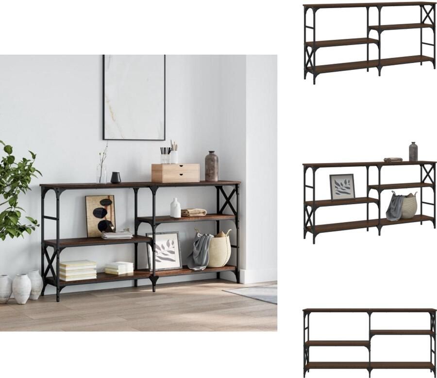 VidaXL Wandtafel Wandtafels Bijzettafel Console Tafel Wandtafel 150x29x76 5 cm bewerkt hout bruin eikenkleur