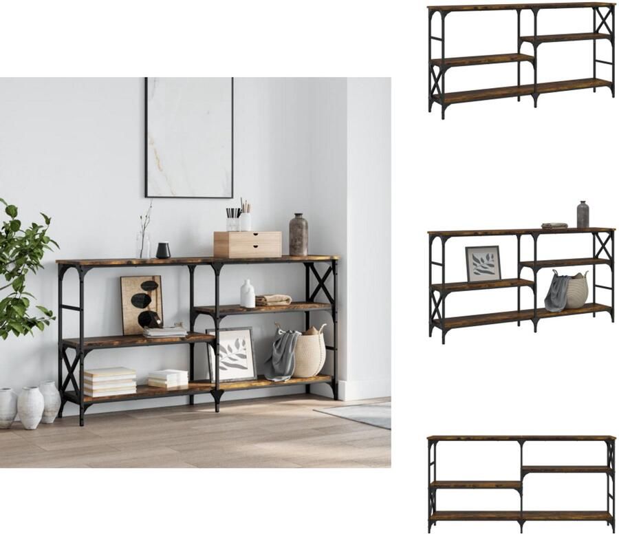 VidaXL Wandtafel Wandtafels Bijzettafel Console Tafel Wandtafel 150x29x76 5 cm bewerkt hout gerookt eikenkleurig