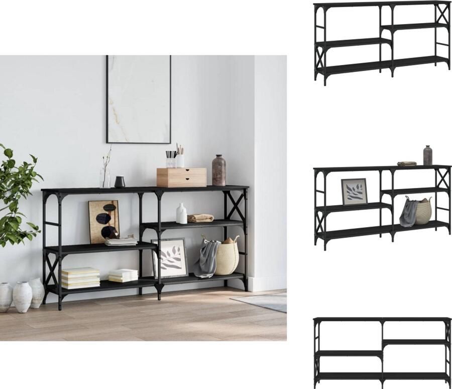 VidaXL Wandtafel Wandtafels Bijzettafel Console Tafel Wandtafel 150x29x76 5 cm bewerkt hout zwart