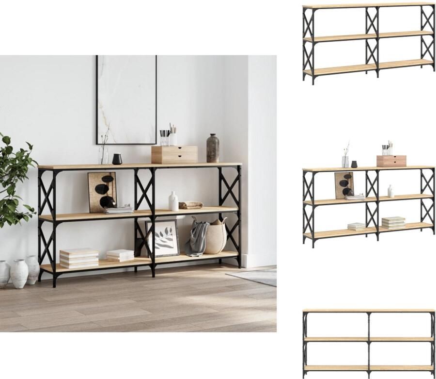 VidaXL Wandtafel Wandtafels Bijzettafel Console Tafel Wandtafel 156x28x80 5 cm bewerkt hout sonoma eikenkleurig