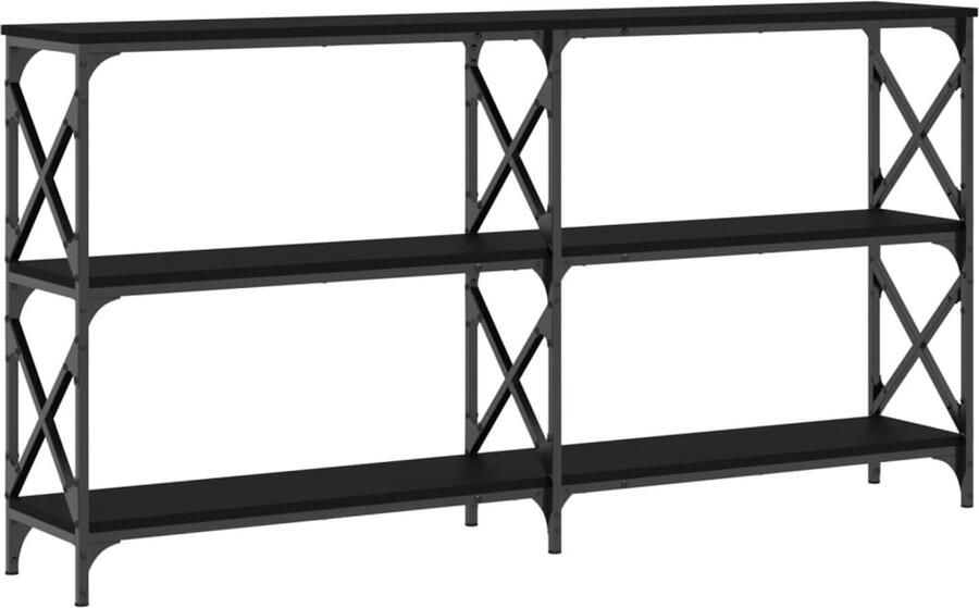 VidaXL Wandtafel Wandtafels Bijzettafel Console Tafel Wandtafel 156x28x80 5 cm bewerkt hout zwart