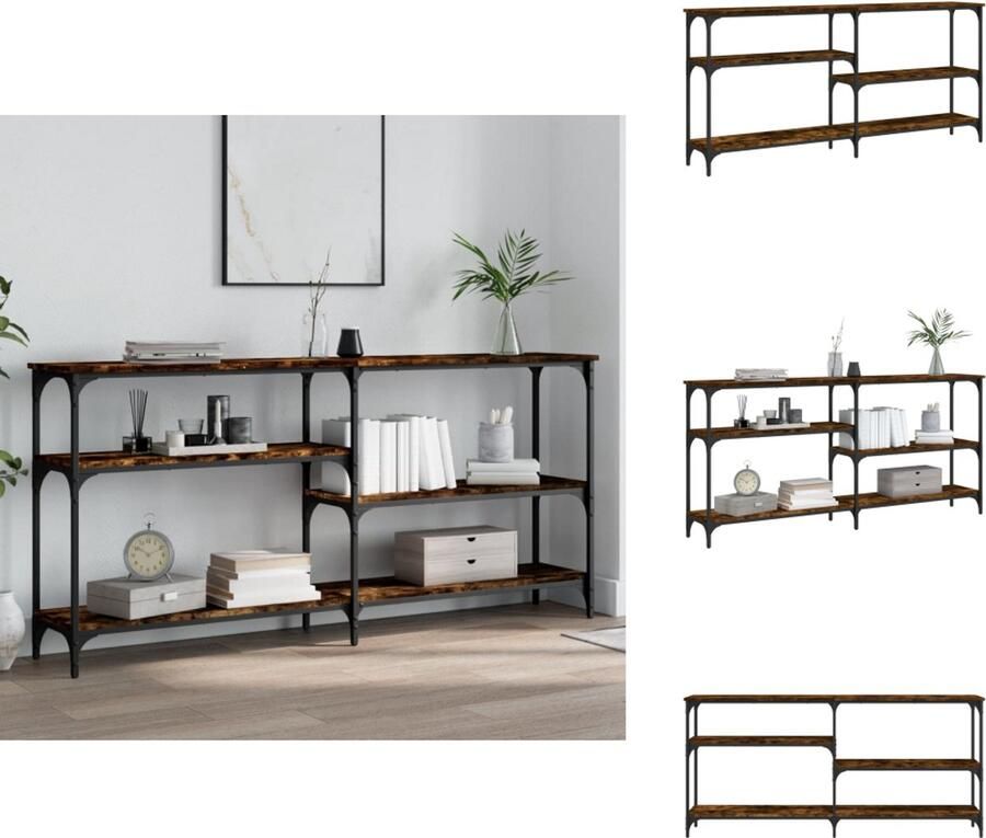 VidaXL Wandtafel Wandtafels Bijzettafel Console Tafel Wandtafel 160x29x75 cm bewerkt hout gerookt eikenkleurig