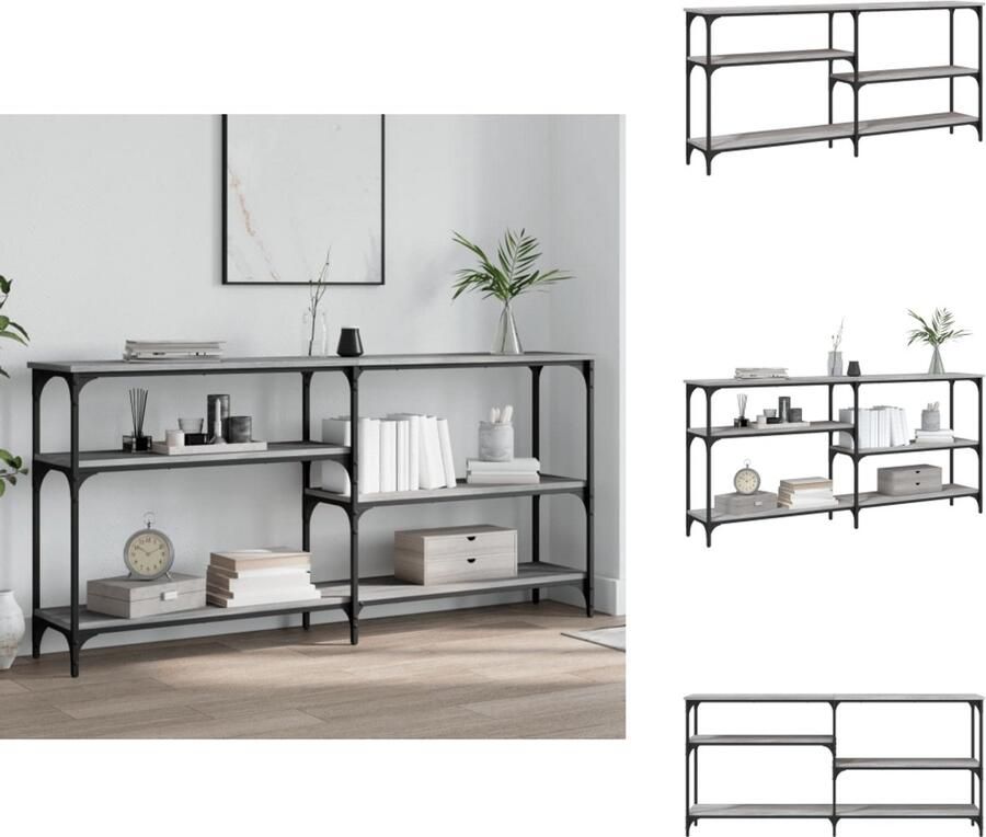 VidaXL Wandtafel Wandtafels Bijzettafel Console Tafel Wandtafel 160x29x75 cm bewerkt hout grijs sonoma eikenkleurig