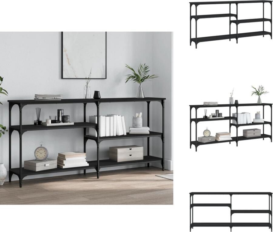 VidaXL Wandtafel Wandtafels Bijzettafel Console Tafel Wandtafel 160x29x75 cm bewerkt hout zwart