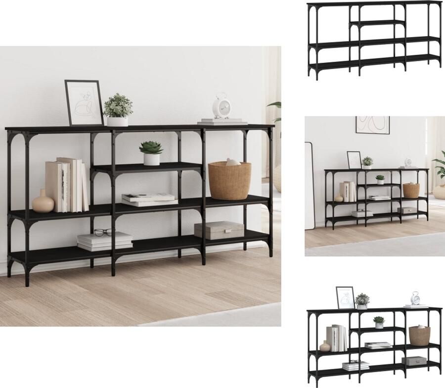 VidaXL Wandtafel Wandtafels Bijzettafel Console Tafel Wandtafel 160x29x80 cm bewerkt hout zwart