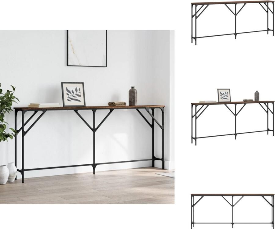VidaXL Wandtafel Wandtafels Bijzettafel Console Tafel Wandtafel 180x23x75 cm bewerkt hout bruin eikenkleur