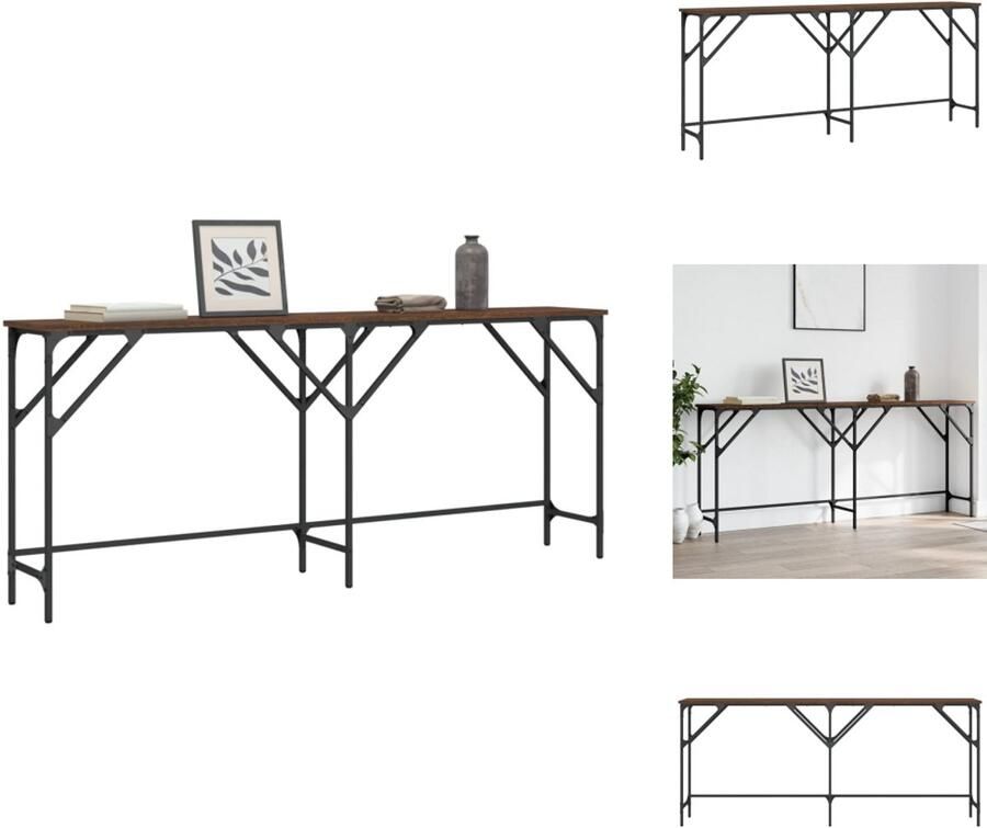 VidaXL Wandtafel Wandtafels Bijzettafel Console Tafel Wandtafel 180x29x75 cm bewerkt hout bruin eikenkleur