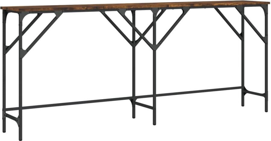 VidaXL Wandtafel Wandtafels Bijzettafel Console Tafel Wandtafel 180x29x75 cm bewerkt hout gerookt eikenkleurig