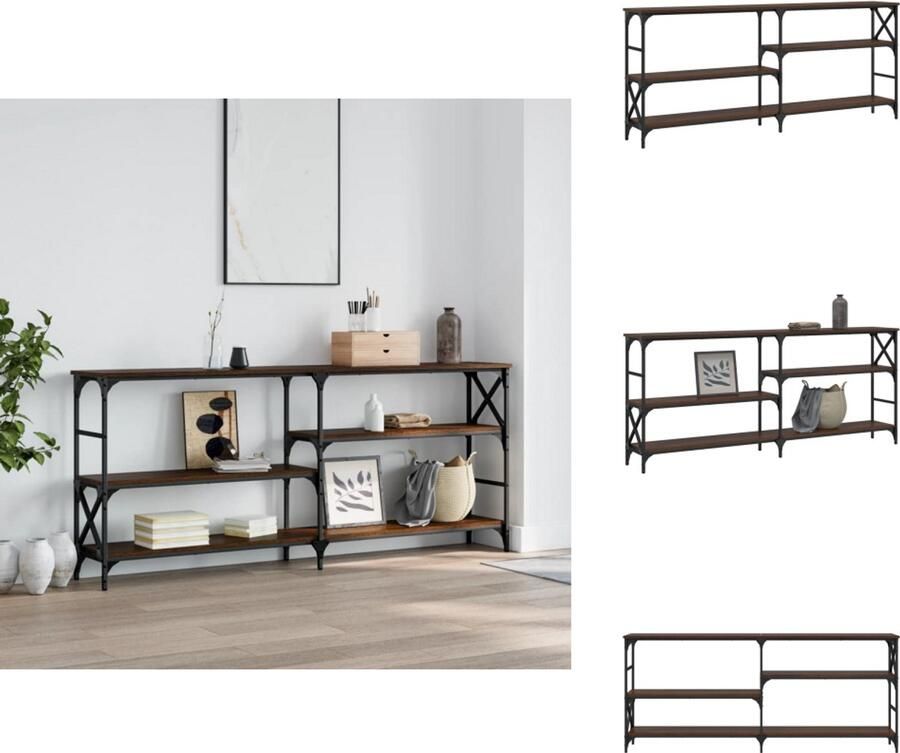 VidaXL Wandtafel Wandtafels Bijzettafel Console Tafel Wandtafel 180x29x76 5 cm bewerkt hout bruin eikenkleur