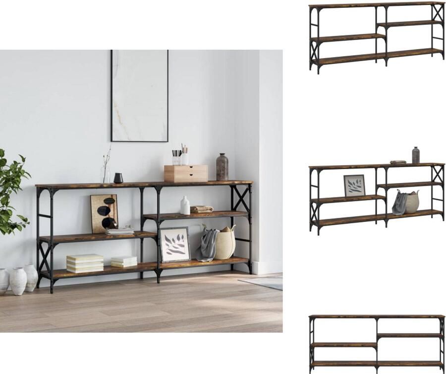 VidaXL Wandtafel Wandtafels Bijzettafel Console Tafel Wandtafel 180x29x76 5 cm bewerkt hout gerookt eikenkleurig