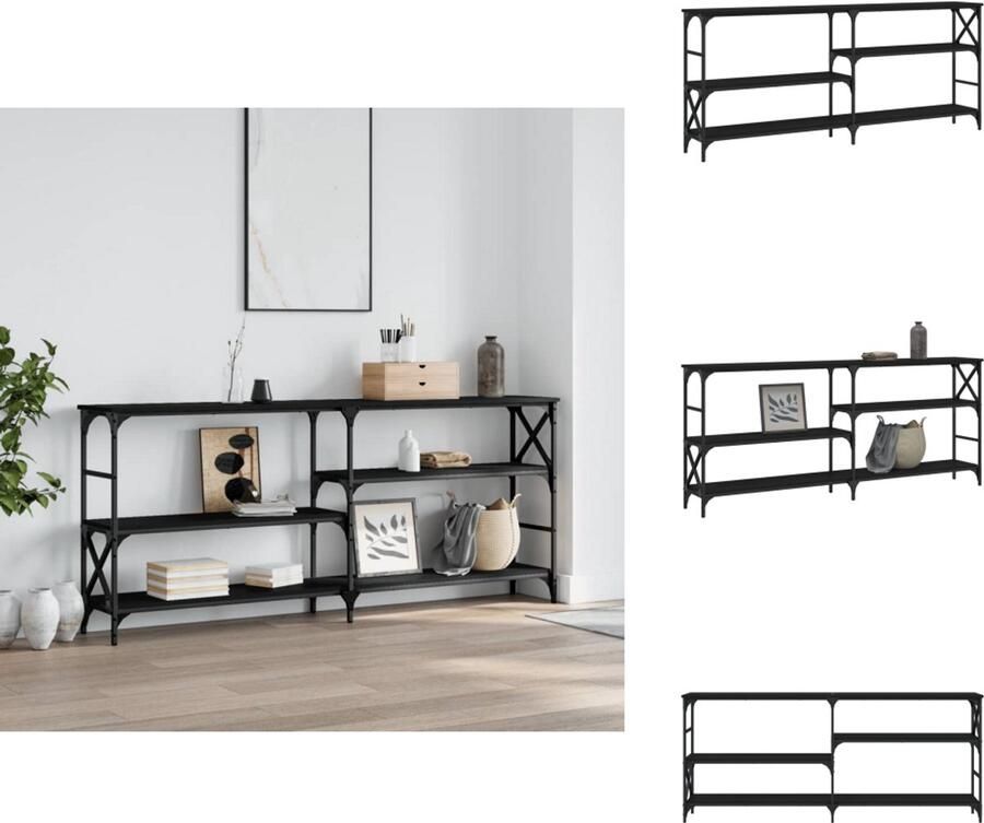 VidaXL Wandtafel Wandtafels Bijzettafel Console Tafel Wandtafel 180x29x76 5 cm bewerkt hout zwart