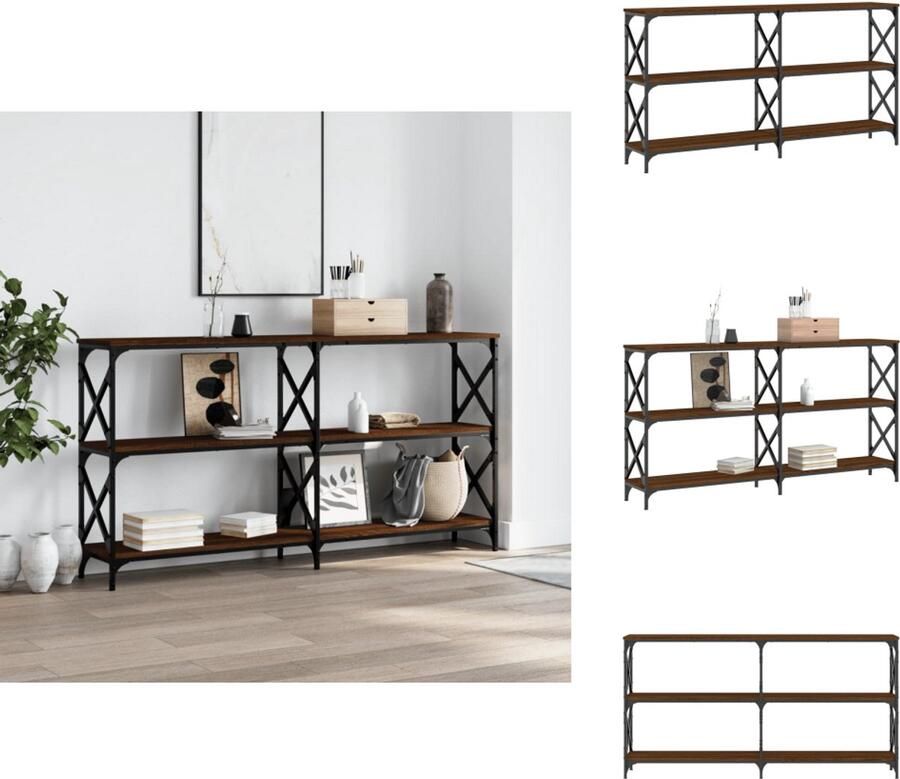 VidaXL Wandtafel Wandtafels Bijzettafel Console Tafel Wandtafel 200x28x80 5 cm bewerkt hout bruin eikenkleur