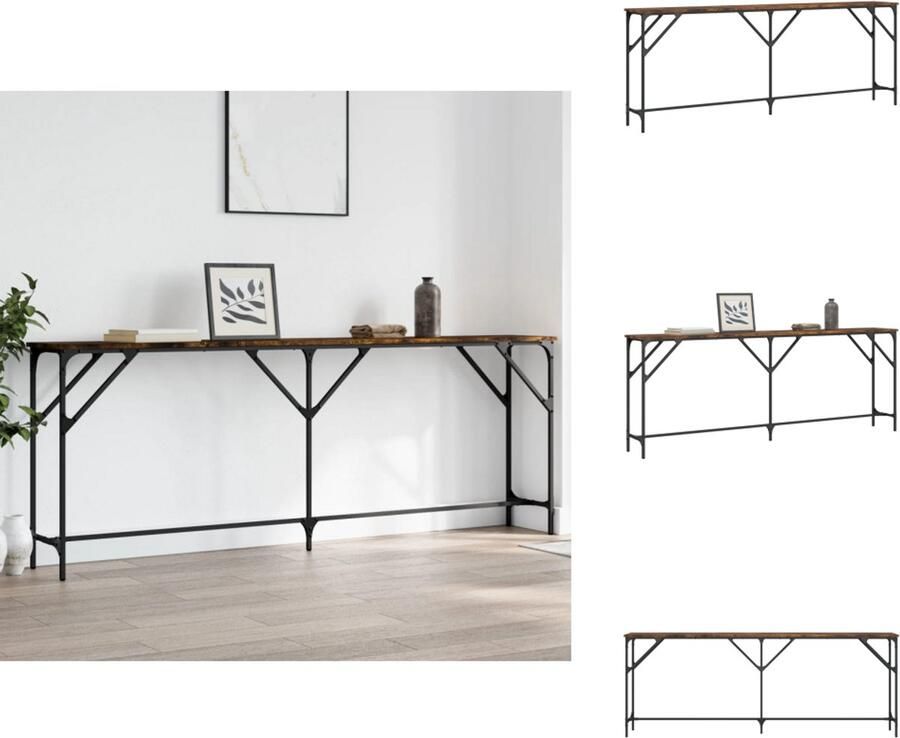 VidaXL Wandtafel Wandtafels Bijzettafel Console Tafel Wandtafel 200x29x75 cm bewerkt hout gerookt eikenkleurig