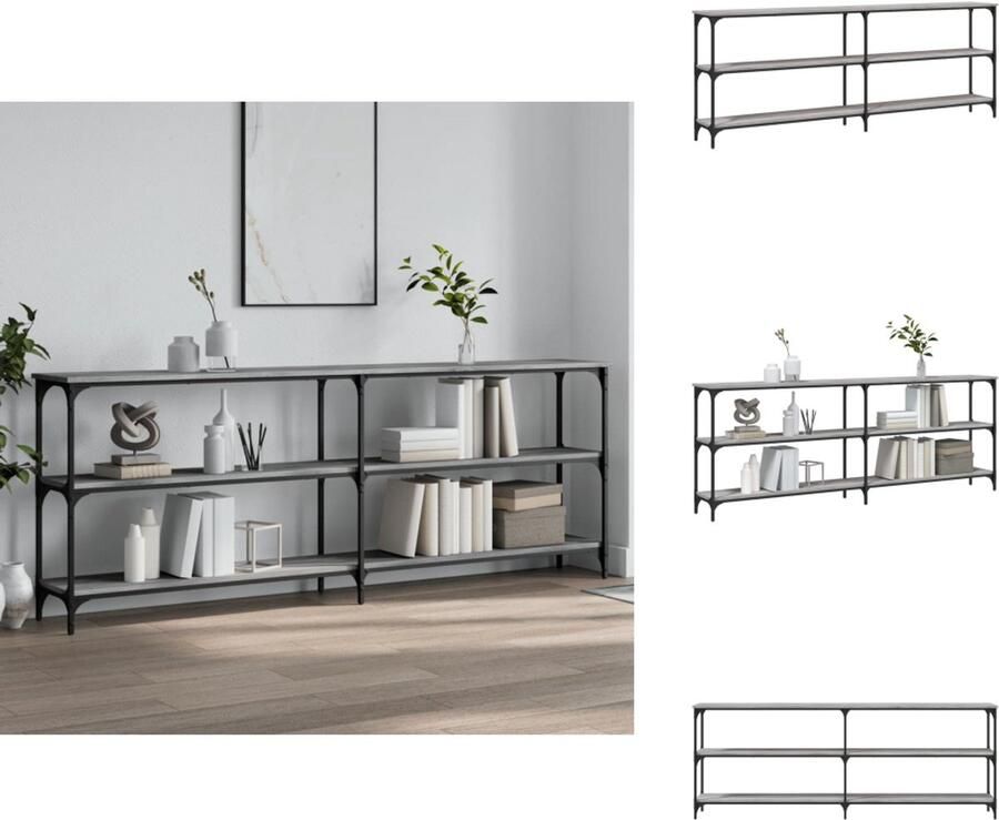 VidaXL Wandtafel Wandtafels Bijzettafel Console Tafel Wandtafel 200x29x75 cm bewerkt hout grijs sonoma eikenkleurig