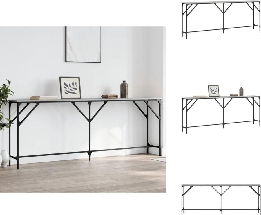 VidaXL Wandtafel Wandtafels Bijzettafel Console Tafel Wandtafel 200x29x75 cm bewerkt hout grijs sonoma eikenkleurig - Foto 2