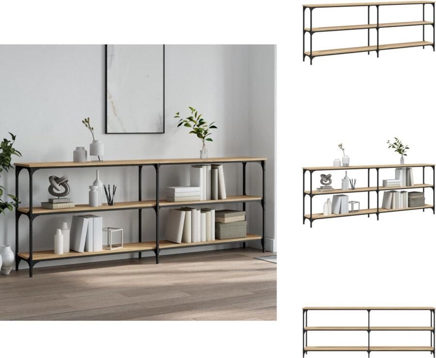 VidaXL Wandtafel Wandtafels Bijzettafel Console Tafel Wandtafel 200x29x75 cm bewerkt hout sonoma eikenkleurig - Foto 2