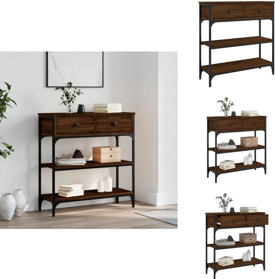 VidaXL Wandtafel Wandtafels Bijzettafel Console Tafel Wandtafel 72 5x25x75 cm bewerkt hout bruin eikenkleur