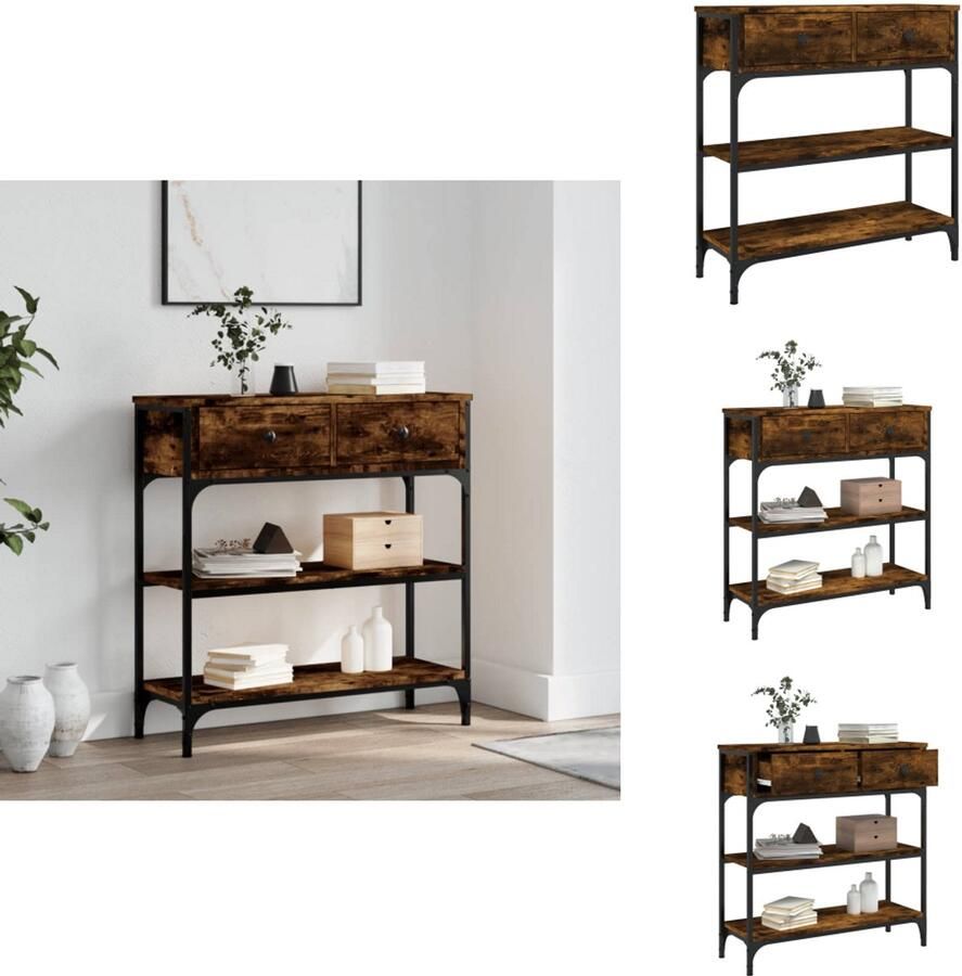 VidaXL Wandtafel Wandtafels Bijzettafel Console Tafel Wandtafel 72 5x25x75 cm bewerkt hout gerookt eikenkleurig