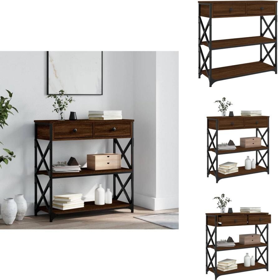 VidaXL Wandtafel Wandtafels Bijzettafel Console Tafel Wandtafel 75x28x75 cm bewerkt hout bruin eikenkleur