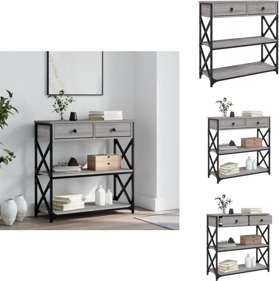 VidaXL Wandtafel Wandtafels Bijzettafel Console Tafel Wandtafel 75x28x75 cm bewerkt hout grijs sonoma eikenkleurig