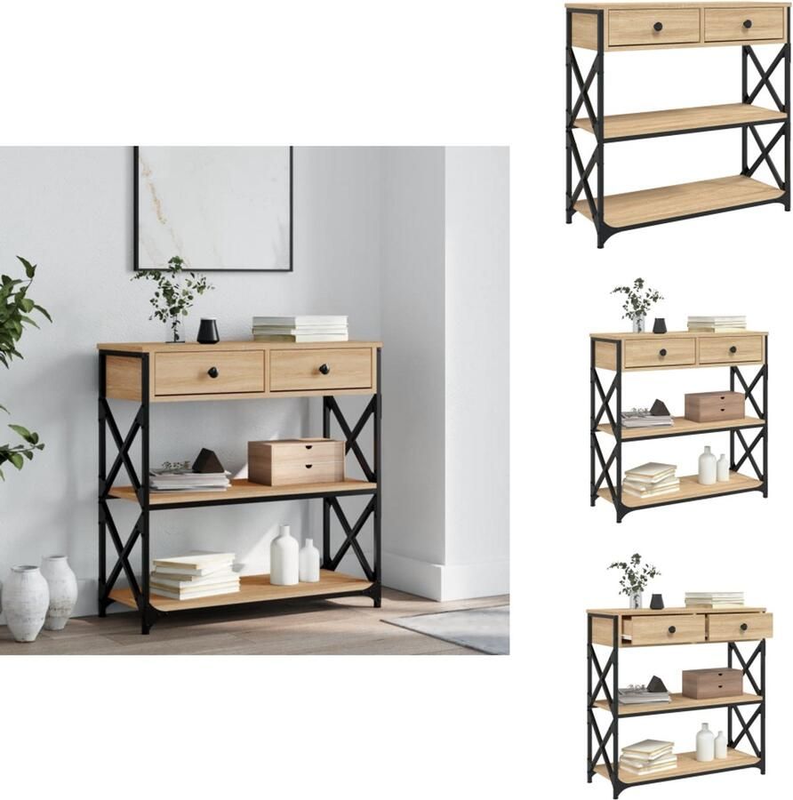 VidaXL Wandtafel Wandtafels Bijzettafel Console Tafel Wandtafel 75x28x75 cm bewerkt hout sonoma eikenkleurig