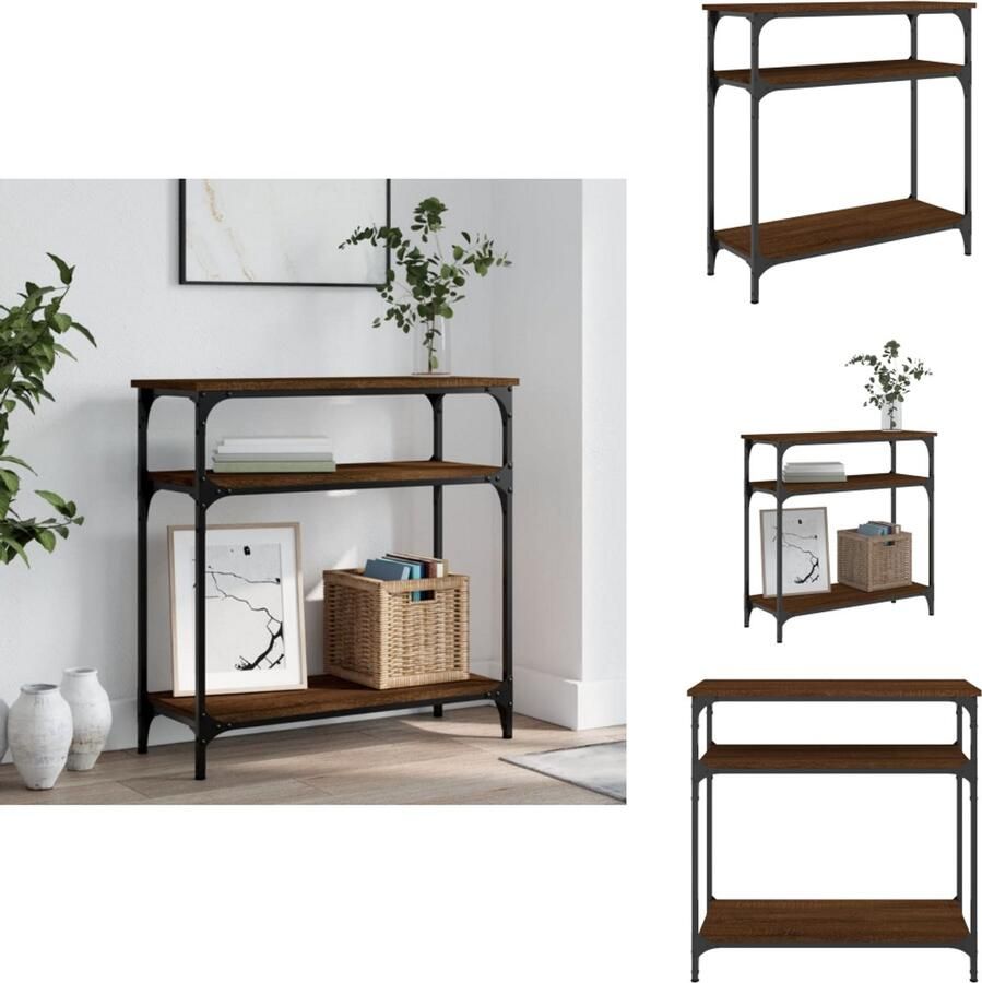 VidaXL Wandtafel Wandtafels Bijzettafel Console Tafel Wandtafel 75x29x75 cm bewerkt hout bruin eikenkleur