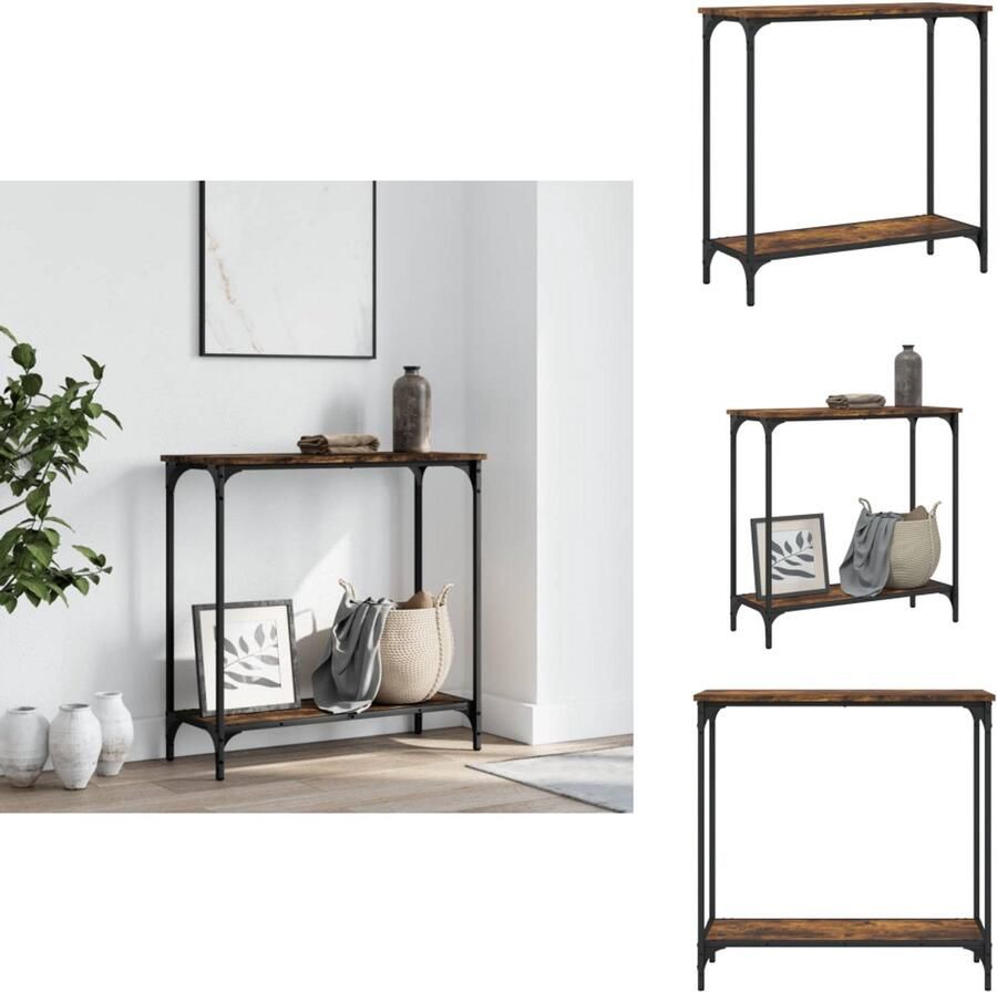 VidaXL Wandtafel Wandtafels Bijzettafel Console Tafel Wandtafel 75x30 5x75 cm bewerkt hout gerookt eikenkleurig