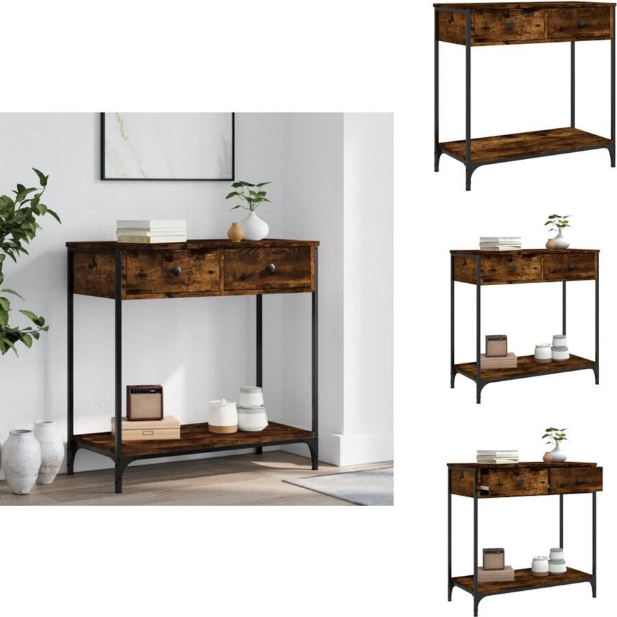 VidaXL Wandtafel Wandtafels Bijzettafel Console Tafel Wandtafel 75x34 5x75 cm bewerkt hout gerookt eikenkleurig