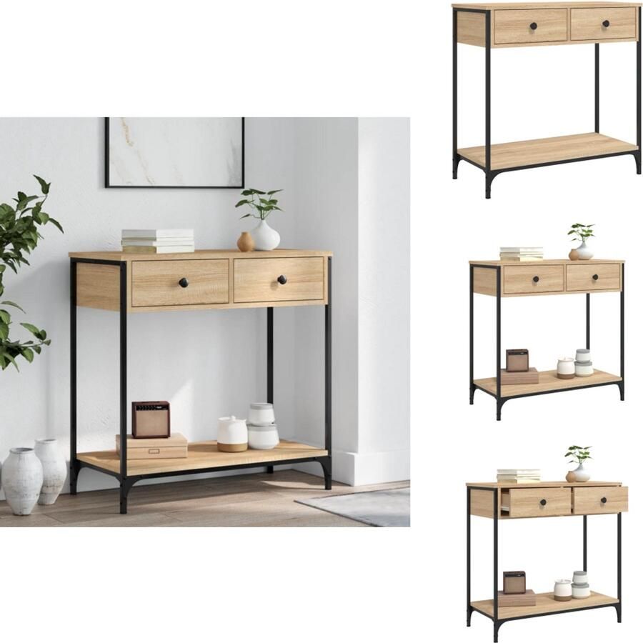 VidaXL Wandtafel Wandtafels Bijzettafel Console Tafel Wandtafel 75x34 5x75 cm bewerkt hout sonoma eikenkleurig - Foto 2