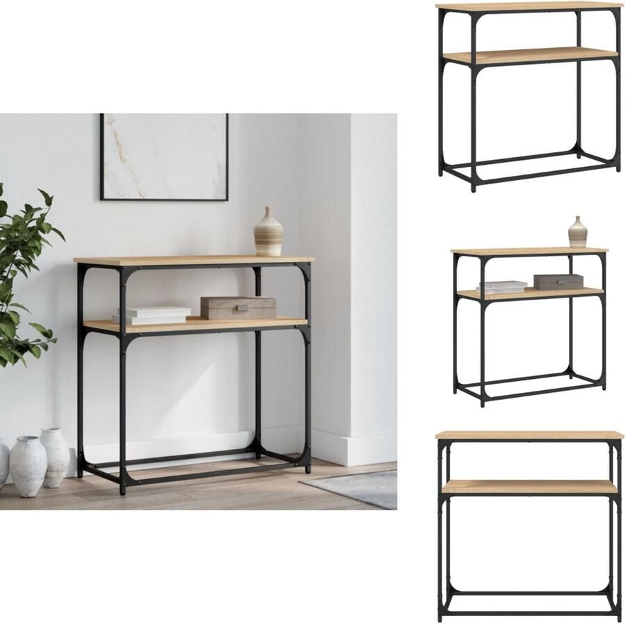 The Living Store Wandtafel Bruin Haltafel 75 x 35.5 x 75 cm Verstelbare poten Wandtafel Bruine Tafel Houten Tafel Bijzettafel Entreetafel - Foto 2