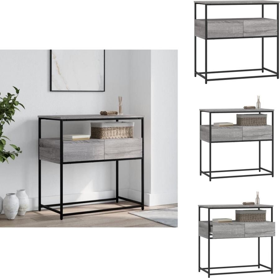 VidaXL Wandtafel Wandtafels Bijzettafel Console Tafel Wandtafel 75x40x75 cm bewerkt hout grijs sonoma eikenkleurig