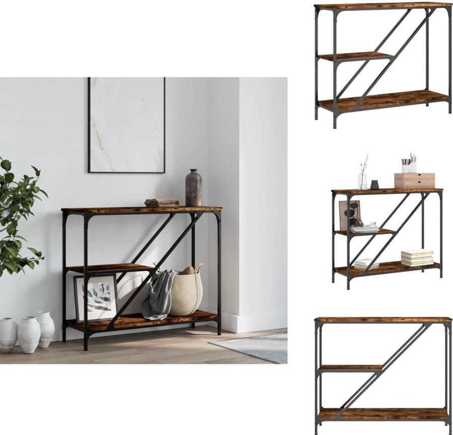 VidaXL Wandtafel Wandtafels Bijzettafel Console Tafel Wandtafel 88 5x30x75 cm bewerkt hout gerookt eikenkleurig