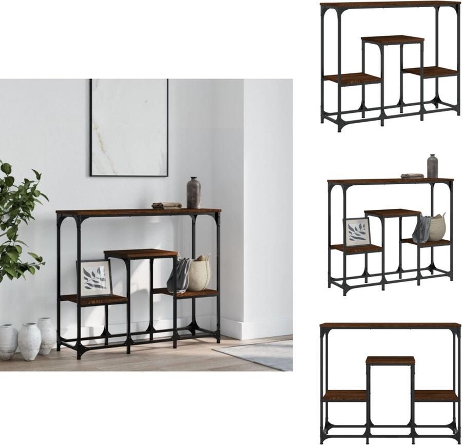 VidaXL Wandtafel Wandtafels Bijzettafel Console Tafel Wandtafel 89 5x28x76 cm bewerkt hout bruin eikenkleur