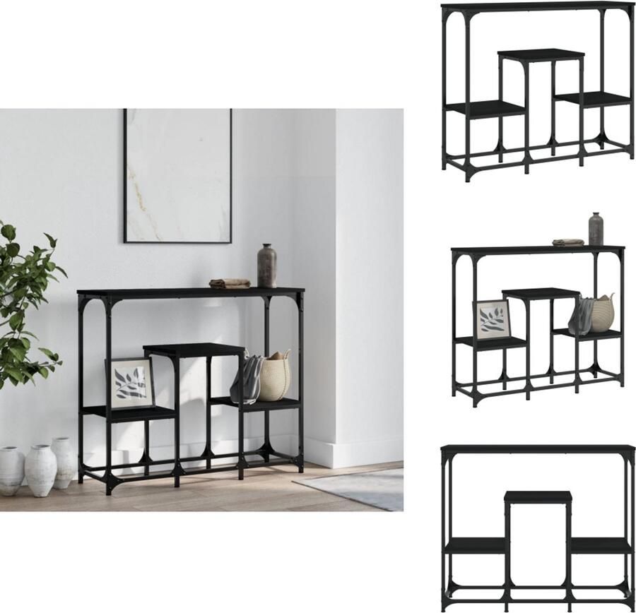 VidaXL Wandtafel Wandtafels Bijzettafel Console Tafel Wandtafel 89 5x28x76 cm bewerkt hout zwart