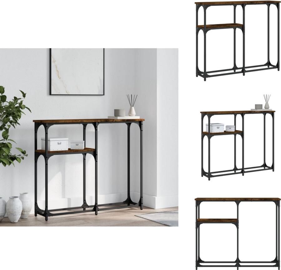 VidaXL Wandtafel Wandtafels Bijzettafel Console Tafel Wandtafel 90x22 5x75 cm bewerkt hout gerookt eikenkleurig