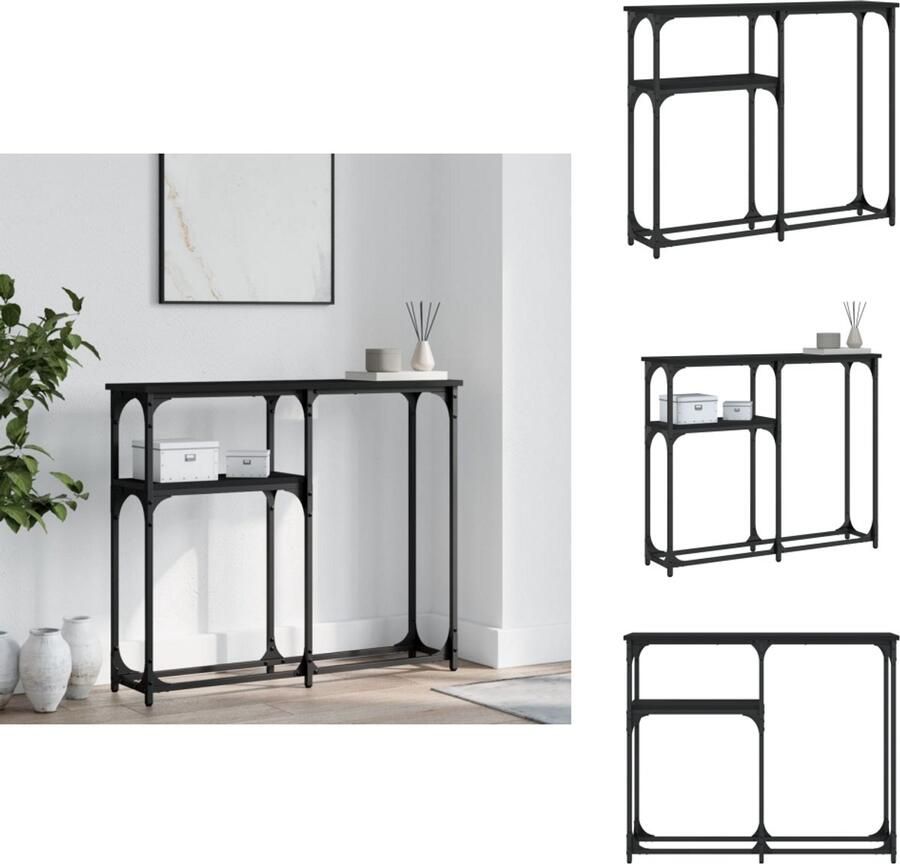 VidaXL Wandtafel Wandtafels Bijzettafel Console Tafel Wandtafel 90x22 5x75 cm bewerkt hout zwart