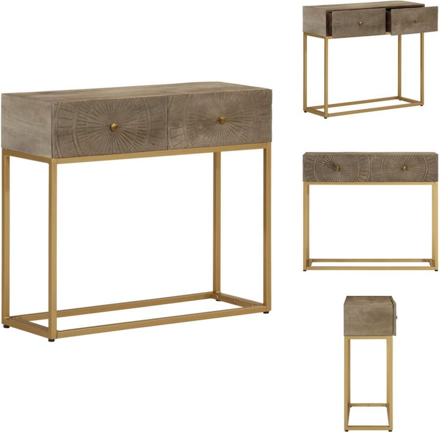 VidaXL Wandtafel Wandtafels Bijzettafel Console Tafel Wandtafel 90x30x76 cm massief mangohout en ijzer