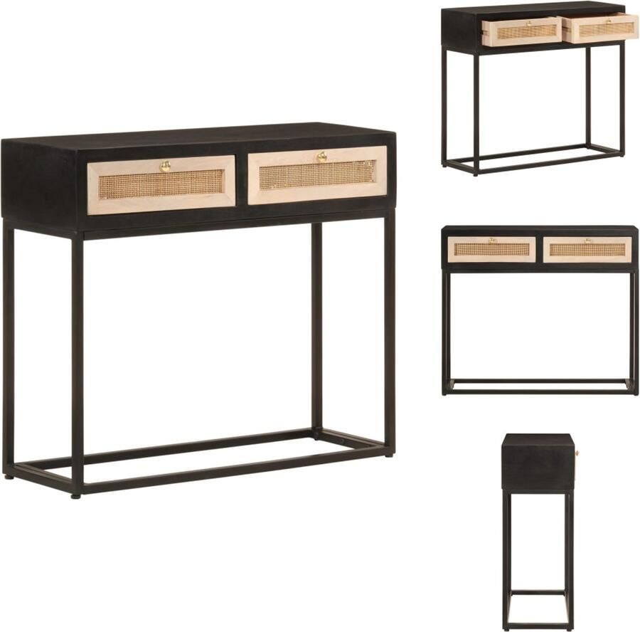 VidaXL Wandtafel Wandtafels Bijzettafel Console Tafel Wandtafel 90x30x76 cm massief mangohout en ijzer zwart