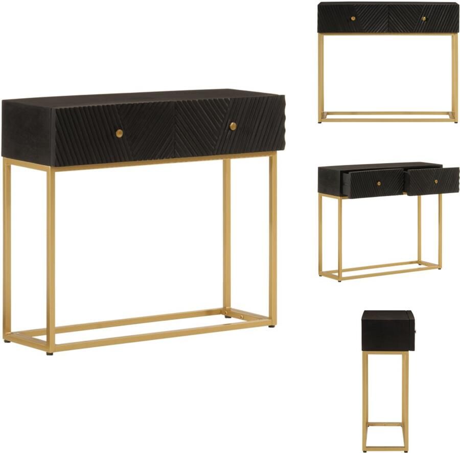 VidaXL Wandtafel Wandtafels Bijzettafel Console Tafel Wandtafel 90x30x76 cm massief mangohout en ijzer zwart