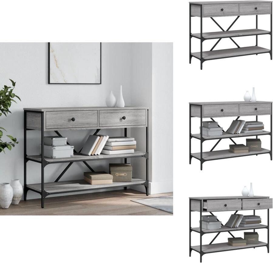 VidaXL Wandtafel Wandtafels Bijzettafel Console Tafel Wandtafel met lades en schappen bewerkt hout grijs sonoma eiken