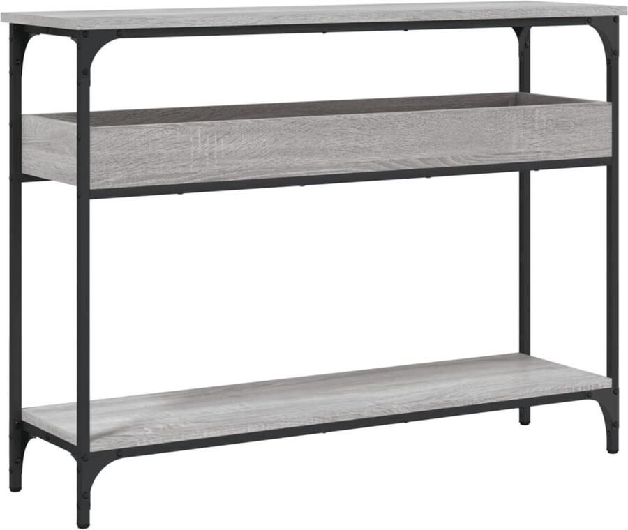 VidaXL Wandtafel met schap 100x29x75 cm bewerkt hout grijs sonoma Wandtafel Wandtafels Bijzettafel Console Tafel
